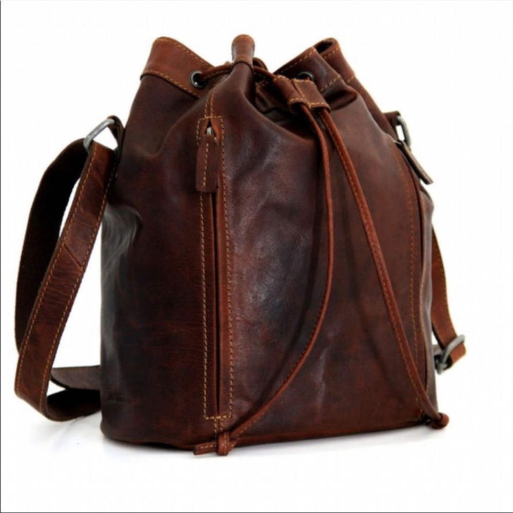 Jack Georges Retired Leather Bucket Drawstring Crossbody